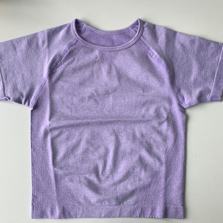 Quick Dry Women Cropped Seamless Short Sleeve Top - yogashopstar.com