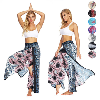 Women's Yoga Mandala Open Leg Pants - yogashopstar.com